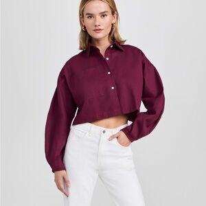 SELFI Cropped Button-Up Shirt in XS